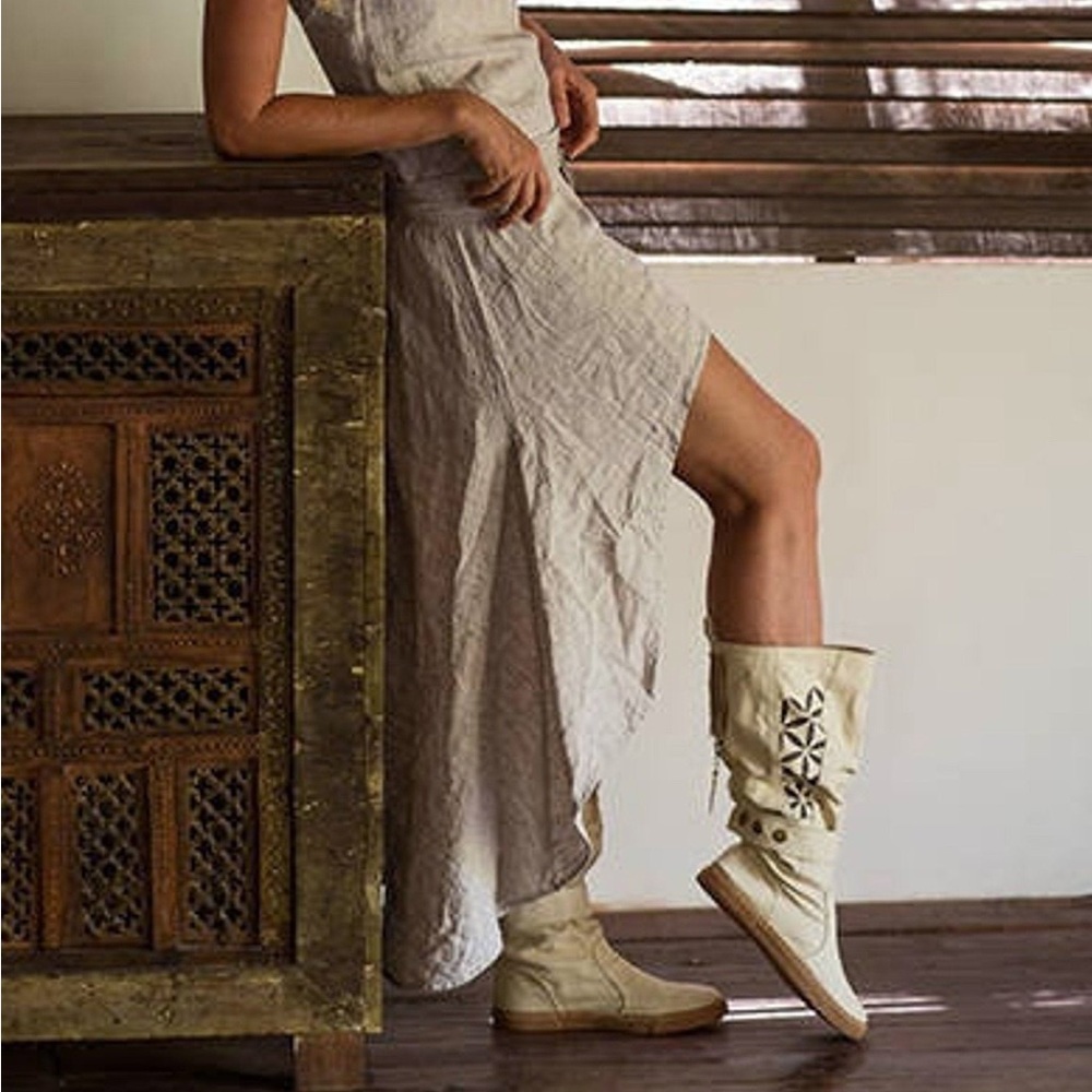 CHINTAMANI ALCHEMI | Cotton Bohemian Canvas Boho High Riding Boots Handmade